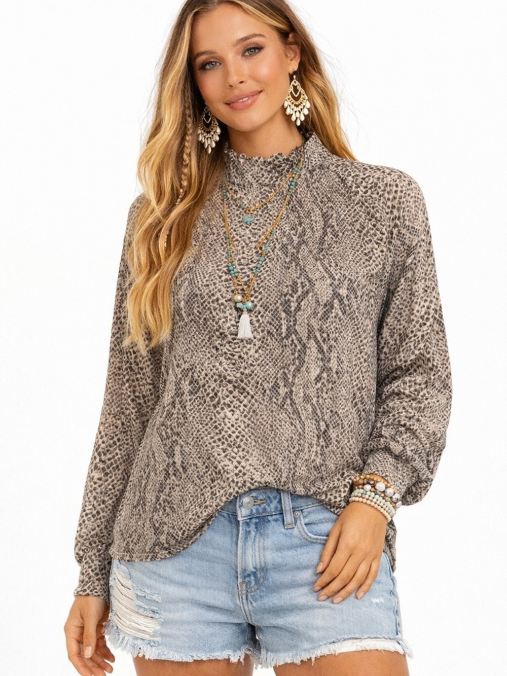 Britt Ryan Size Medium‎ Snakeskin Print Blouse